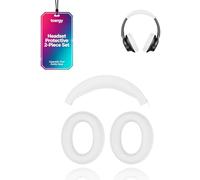 toergy Ear Pad Covers & Headband Protector for Soundcore Q20i, White | Silicone ear cushion covers & zippered headband sleeve set for Anker Soundcore Q20i headphones, sweatproof & washable