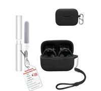 toergy Shockproof Waterproof Silicone Case for Anker Soundcore AeroClip, Soft Slim Cover with Lanyard, Keychain & Cleaner Kit, Black