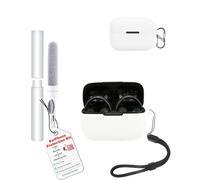 toergy Shockproof Waterproof Silicone Case for Anker Soundcore AeroClip, Soft Slim Cover with Lanyard, Keychain & Cleaner Kit, White