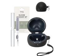 toergy Shockproof Waterproof Silicone Case for HUAWEI FreeClip 2 S, Soft Slim Cover with Lanyard, Keychain & Cleaner Kit,Black