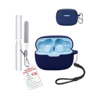 toergy Shockproof Waterproof Silicone Case for JBL Wave Beam 2, Soft Slim Cover with Lanyard, Keychain & Cleaner Kit, Blue
