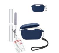 toergy Shockproof Waterproof Silicone Case for JBL Wave Buds 2, Soft Slim Cover with Lanyard, Keychain & Cleaner Kit, Blue