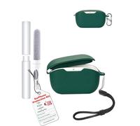 toergy Shockproof Waterproof Silicone Case for JBL Wave Buds 2, Soft Slim Cover with Lanyard, Keychain & Cleaner Kit, Green