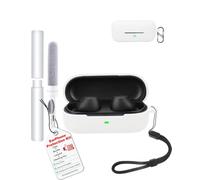 toergy Shockproof Waterproof Silicone Case for SONY WF-C510, Soft Slim Cover with Lanyard, Keychain & Cleaner Kit, White