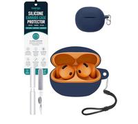 toergy Silicone Case for Huawei FreeBuds 7i with Cleaner Pen, Blue | Soft silicone protective cover compatible with Huawei FreeBuds 7i earbuds with earphone cleaning pen kit, shockproof case