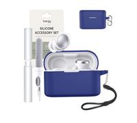 toergy Silicone Case for Soundcore Liberty Buds 2 , Blue | Soft silicone protective cover for Soundcore Liberty Buds 2 earbuds with earphone cleaning pen kit,shockproof case