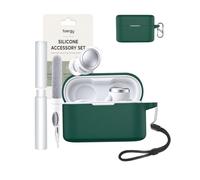 toergy Silicone Case for Soundcore Liberty Buds 2 , Green | Soft silicone protective cover for Soundcore Liberty Buds 2 earbuds with earphone cleaning pen kit,shockproof case