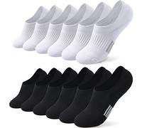 Toes Home 6 Pairs Invisible Ankle Trainer Socks Womens, Black White No Show Low Cut Casual Socks, Non Slip Cushioned Socks for Ladies and Girls Sneaker Canvas Shoes 6-8
