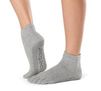 Toesox Ankle Full Toe Women's Yoga Socks | Grip Socks Pilates Support | Heather Grey - Medium