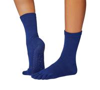 toesox Cotton Toe Socks for Women, Non Slip Crew Full Five Toe Socks, Separated Toes for Athletic Sports, Yoga, Ballet & More, Deep Navy, M