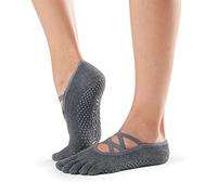 Toesox FT Elle Yoga Grip Socks, Charcoal Grey, M