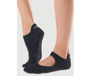 ToeSox Full Toe Bellarina Women's Yoga Grip Socks - M - Black