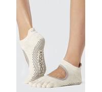 ToeSox Full Toe Bellarina Women's Yoga Grip Socks - M - Oatmeal