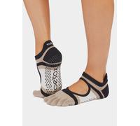ToeSox Full Toe Bellarina Women's Yoga Grip Socks - M - Shitake Stripe