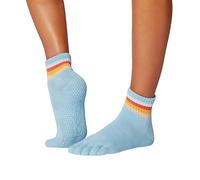 toesox Grip Ankle Full Toe Melody - Grip Non-Slip Toe Socks for Pilates Barre Yoga, Vibrancy, M
