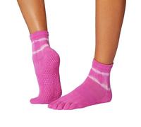 toesox Grip Full Toe Socks - Women's Toe Socks for Yoga, Pilates, Barre & Studio Workouts, Paradise Tie Dye Stripe, Small