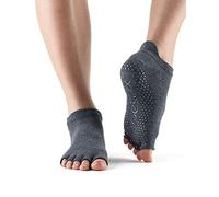 Toesox HT Low Rise Yoga Grip Socks, Charcoal Grey, L