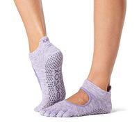 Toesox Women’s Bellarina Full Toe Grip Socks - Non-Slip Yoga Socks, Heather Purple, Small