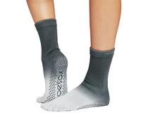 toesox Women's Grip Crew Socks - Non Slip Crew Full Toe for Yoga & Ballet, Snowpack, M