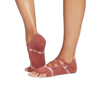 toesox Women's Grip Crew Socks - Non Slip Crew Half Toe for Yoga & Ballet, Climb, M