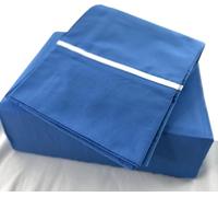 Toesty Sheets - Full Sheet Set - Organic Cotton, Semi-Fitted No-Tuck Top Sheet, Fitted Sheet, 2 Pillowcases, Easy Bed Making | Blue with White Trim