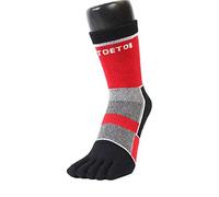 TOETOE - Men, Women Sports CoolMAX Seamless Patterned Cycle Ankle Toe Socks, Hygienic, Breathable - 1 pair - Black&Red- S/M/L