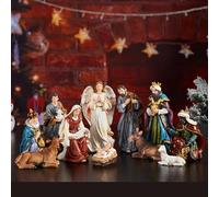 TOETOL Nativity Sets for Christmas Indoor Set of 13 Pieces 7.9 Inch Tall Resin Holy Family Scene Figurine Ornament Religious Christmas Table Decorations Collection Gifts Holidays Decor
