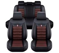 Toets Car PU Leather Seat Cover Sets for Peugeot 5008 2018-2023, Leather Seat Cover Front Rear Cushion Protectors All Seasons Auto Interior Accessories,E/Black-Coffee