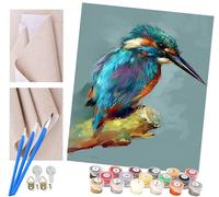 ToeTs DIY Paint by Numbers for Adults Beginner, Easy Paint by Numbers for Beginner,Acrylic Watercolor Paint by Number for Kids Gift Decor - Gouache Kingfisher Animal 16x20 Inch