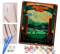 ToeTs DIY Paint by Numbers for Adults & Kids, Jurassic Park Dinosaur 16x20 Inch Art Kit