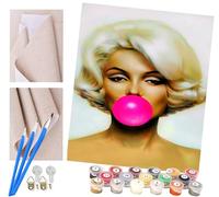 ToeTs Paint by Numbers for Adults 16x20 inch Canvas Adults' Paint by Number Kits on Canvas DIY Oil Painting by Numbers for Adults - Marilyn Monroe Eating Bubble Gum