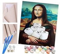 ToeTs Paint by Numbers for Adults, 40x50 cm Acrylic Oil Paints by Numbers for Adults Beginner Kids Funny Mona Lisa and Toilet Paper Painting Kit with 4 Brushes Watercolor Paints Easy
