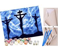 ToeTs Paint by Numbers for Adults, 40x50 cm Acrylic Oil Paints by Numbers for Adults Beginner Kids Religious Crucifixion Painting Kit with 4 Brushes Watercolor Paints Easy