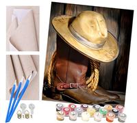 ToeTs Paint by Numbers for Adults, 40x50 cm Acrylic Oil Paints by Numbers for Adults Beginner Kids Western Cowboy Boots and hat Painting Kit with 4 Brushes Watercolor Paints Easy