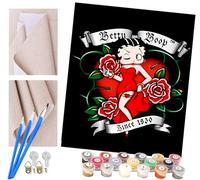 ToeTs Paint by Numbers for Adults and Kids Beginner Kits with Brushes and Acrylic Pigment DIY Canvas Painting Betty Boop 16 x 20 inch Hand Painted Toy Gifts