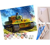ToeTs Paint by Numbers for Adults Kids Beginner World War II Tank DIY Acrylic Painting by Numbers Kits with Brushes Acrylic Pigment Home Decoration Brithday Gifts 16 x 20 inch