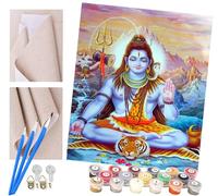ToeTs Paint by Numbers for Kids & Adults & Beginner, DIY Canvas Painting Gift Kits 16 x 20 inch- Indian Gods Shiva Mural - Without Frame