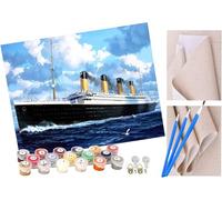 ToeTs Paint by Numbers for Kids & Adults & Beginner, DIY Canvas Painting Gift Kits 16 x 20 inch- Titanic Ship Ocean (2) - Without Frame