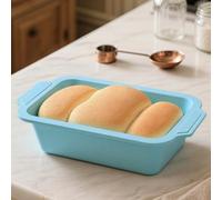 Toeusog 1 pc Silicone Bread Loaf Pans for Homemade Bread with Metal Frame, 9.5 x 5 Inch Non Stick Silicon Banana Loaf Pan for Oven, Silicone Baking Mold for Brownies,Sandwiches (Beige)