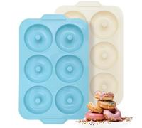 Toeusog Silicone Doughnut Mould with Frame: 9 CM Nonstick Donut Mould for Oven with Metal - 2 Donut Tray Baking Non Stick for Bagels and Onion Ring - Bake Pan for Healthist & Bakers at Home