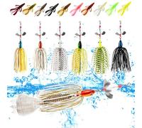 TOEWSN Buzzbait for Bass Fishing Lures Kit Buzzbait Spinner Baits Kit Multicolor Swimbait Topwater Lure Hard Metal Fishing Lure for Bass Pike Trout Fishing+10pcs Swamp Monster Rage Bug Bait, Small