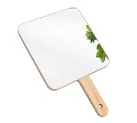 TOF&HAMY Handheld Travel Mirror with Handle, Dressing Table Mirror, Wood Handheld Plain Mirror, Square and Round, Cosmetic Salon Makeup Hand Mirror for Professional Barbers and Hairdressers,1919cm