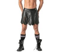 TOF Paris Black Leather-Look Gladiator Skirt, Men's, Partywear, Clubwear