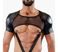 TOF Paris Spartacus Full Harness Faux Leather Mesh Black Mens