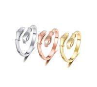 TOFBS 3PCS Hug Rings for Women 925 Sterling Silver Gold Open Ring Adjustable Finger Anxiety Hugging Ring Set Friendship Minimalist Jewelry Gifts For Girls