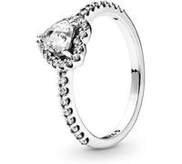 TOFBS 925 Sterling Silver Rings for Women Elevated Heart Diamond Sparking Cubic Zirconia Ring Tennis Jewelry Hypoallergenic Promise Ring Gifts for Girls Couples Birthday (Silver,Q)
