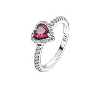 TOFBS 925 Sterling Silver Rings for Women Red Sublime Heart Diamond Ring Sparking Cubic Zirconia Ring Tennis Jewelry Hypoallergenic Promise Ring Gifts for Girls Couples Birthday (L1/2)