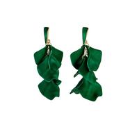 TOFBS Earrings for Women Rose Flower Pendant Petal Long Earrings S925 Sterling Silver Dangly Drop Boho Statement Earrings for Women and Girls Green