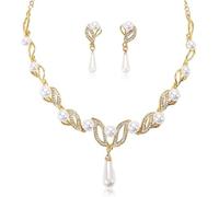 TOFBS Pearl Necklace Earrings Jewellery Set for Women Girls Bridal Jewelry Set Pearl Choker Set Weddings Party Birthday Anniversary Christmas Mothers Day Valentine's Day Gifts (#5)