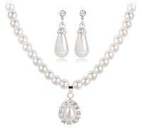TOFBS Pearl Necklace Earrings Jewellery Set for Women Girls Bridal Jewelry Set Pearl Choker Set Weddings Party Birthday Anniversary Christmas Mothers Day Valentine's Day Gifts (#2)